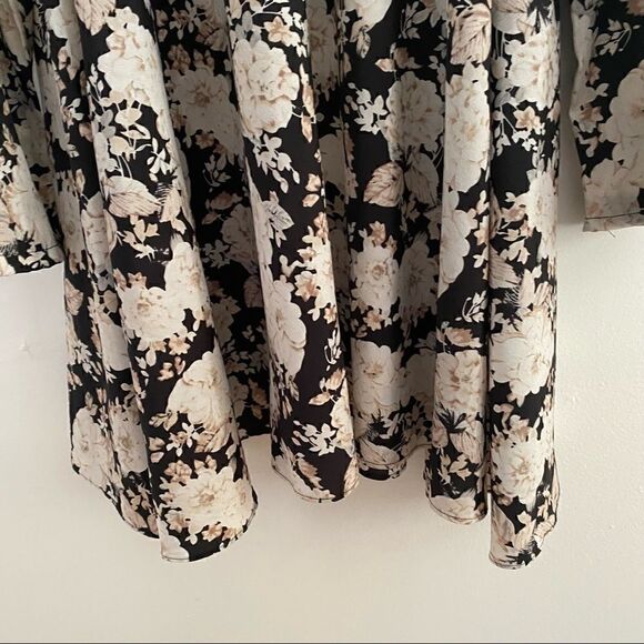 For Love And Lemons Floral Print Blouse Shirt In Cream And Black ~ Size L Large - Picture 4 of 7
